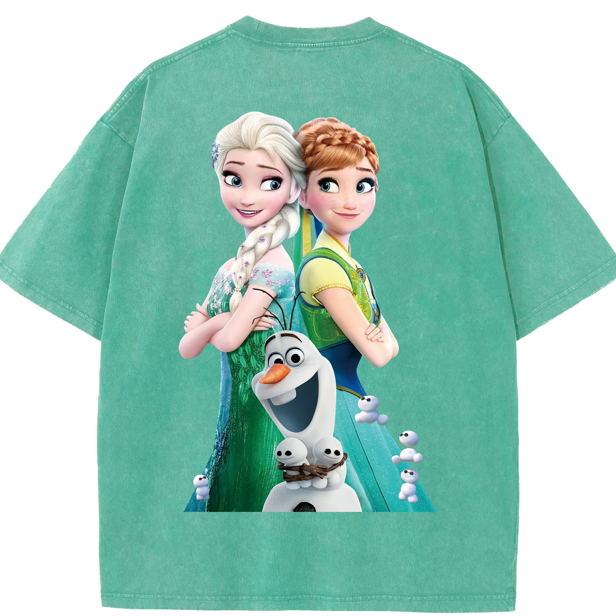 （画像用） アナと雪の女王 アンナ エルサ Frozen Anna Elsa 綿100% ヴィンテージ風 半袖Tシャツ（背面プリント）